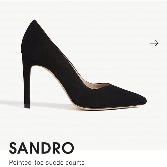Sandro Shoes - Sandro Paris Courts Black Suede Pointed Toe Pump Sz 7.5